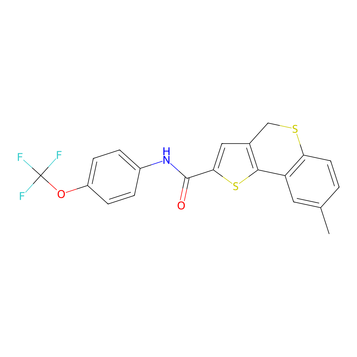 8-methyl-N-[4-(trifluoromethoxy)phenyl]-4H-thieno[3,2-c]thiochromene-2-carboxamide molecular structure, CAS 477887-29-9