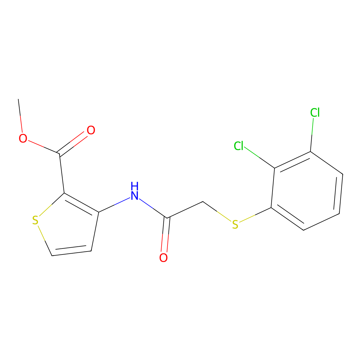 Methyl 3-({2-[(2,3-dichlorophenyl)sulfanyl]acetyl}amino)-2-thiophenecarboxylate molecular structure, CAS 477887-64-2