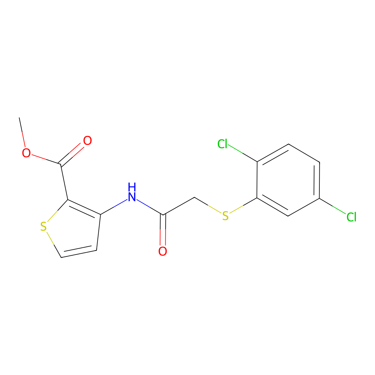 Methyl 3-({2-[(2,5-dichlorophenyl)sulfanyl]acetyl}amino)-2-thiophenecarboxylate molecular structure, CAS 477887-65-3