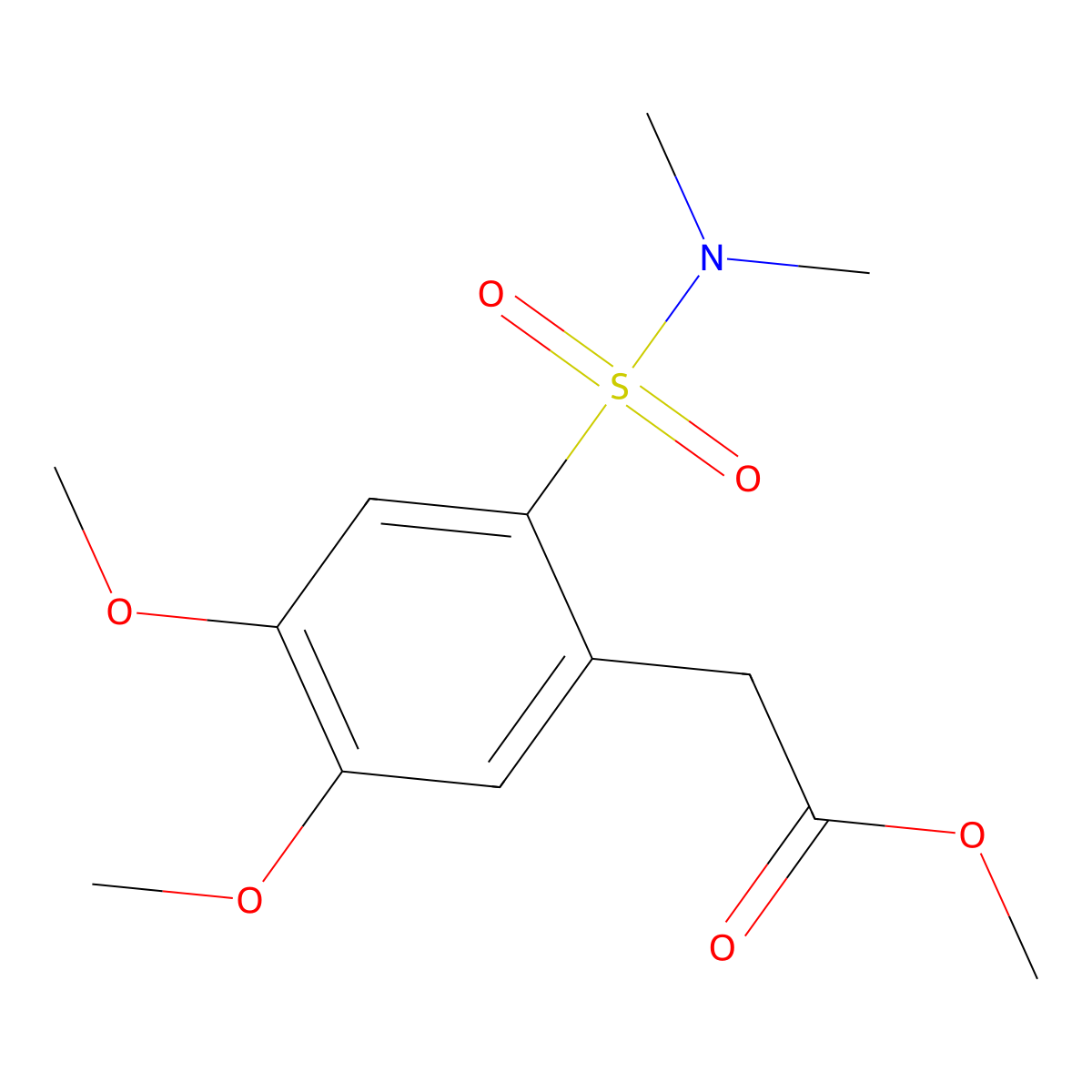 Methyl 2-[2-(dimethylsulfamoyl)-4,5-dimethoxyphenyl]acetate molecular structure, CAS 477887-67-5