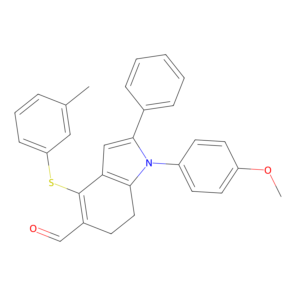 1-(4-methoxyphenyl)-4-[(3-methylphenyl)sulfanyl]-2-phenyl-6,7-dihydro-1H-indole-5-carbaldehyde molecular structure, CAS 477887-78-8