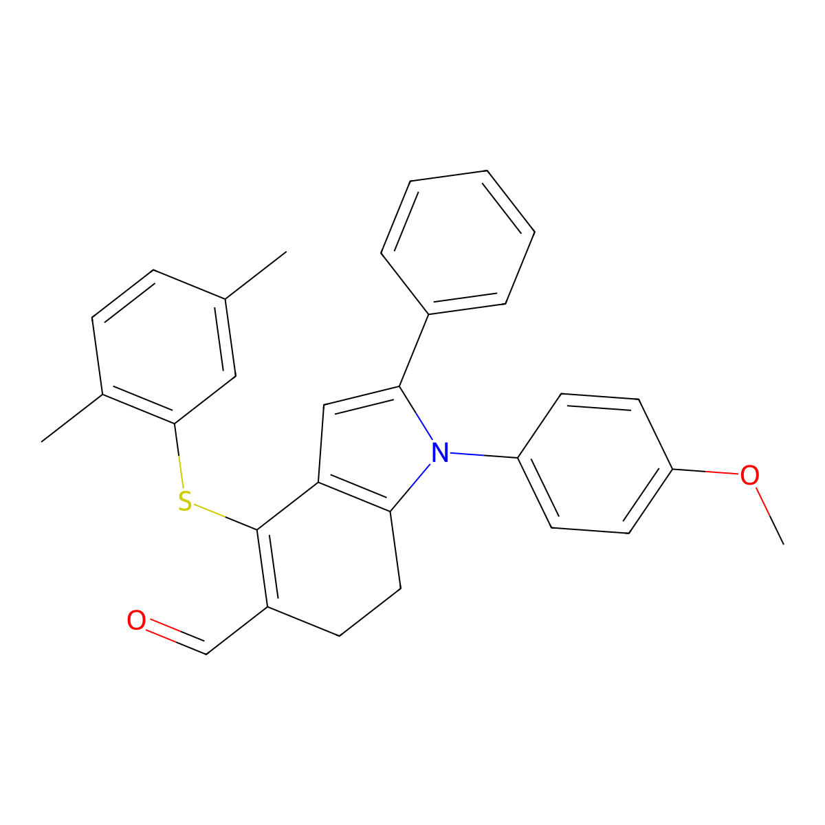 4-[(2,5-dimethylphenyl)sulfanyl]-1-(4-methoxyphenyl)-2-phenyl-6,7-dihydro-1H-indole-5-carbaldehyde molecular structure, CAS 477887-80-2