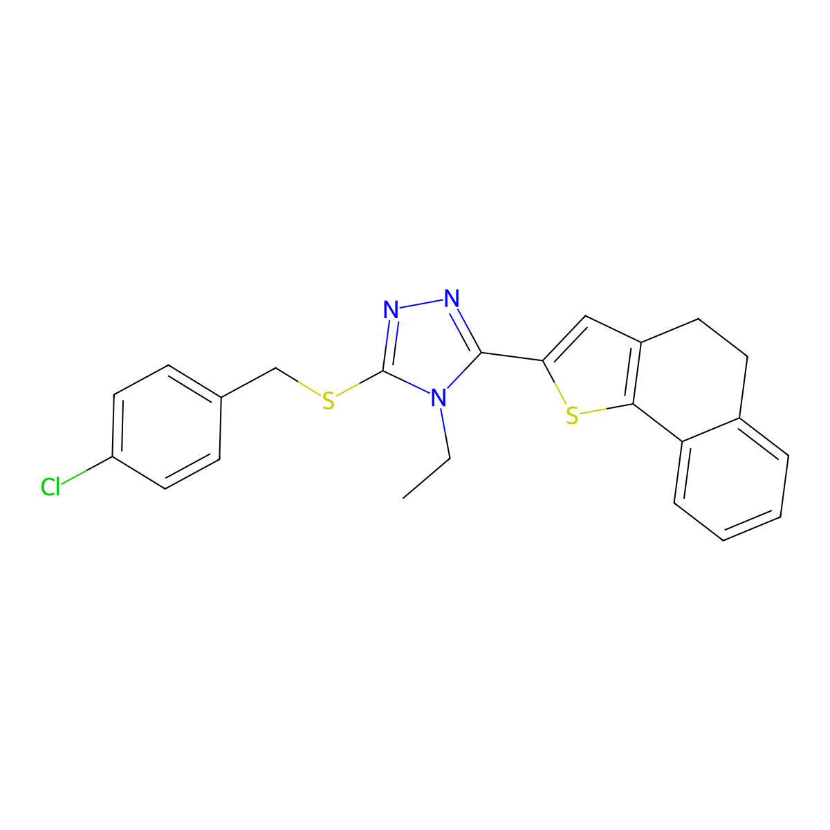 4-chlorobenzyl 5-(4,5-dihydronaphtho[1,2-b]thiophen-2-yl)-4-ethyl-4H-1,2,4-triazol-3-yl sulfide molecular structure, CAS 477887-85-7