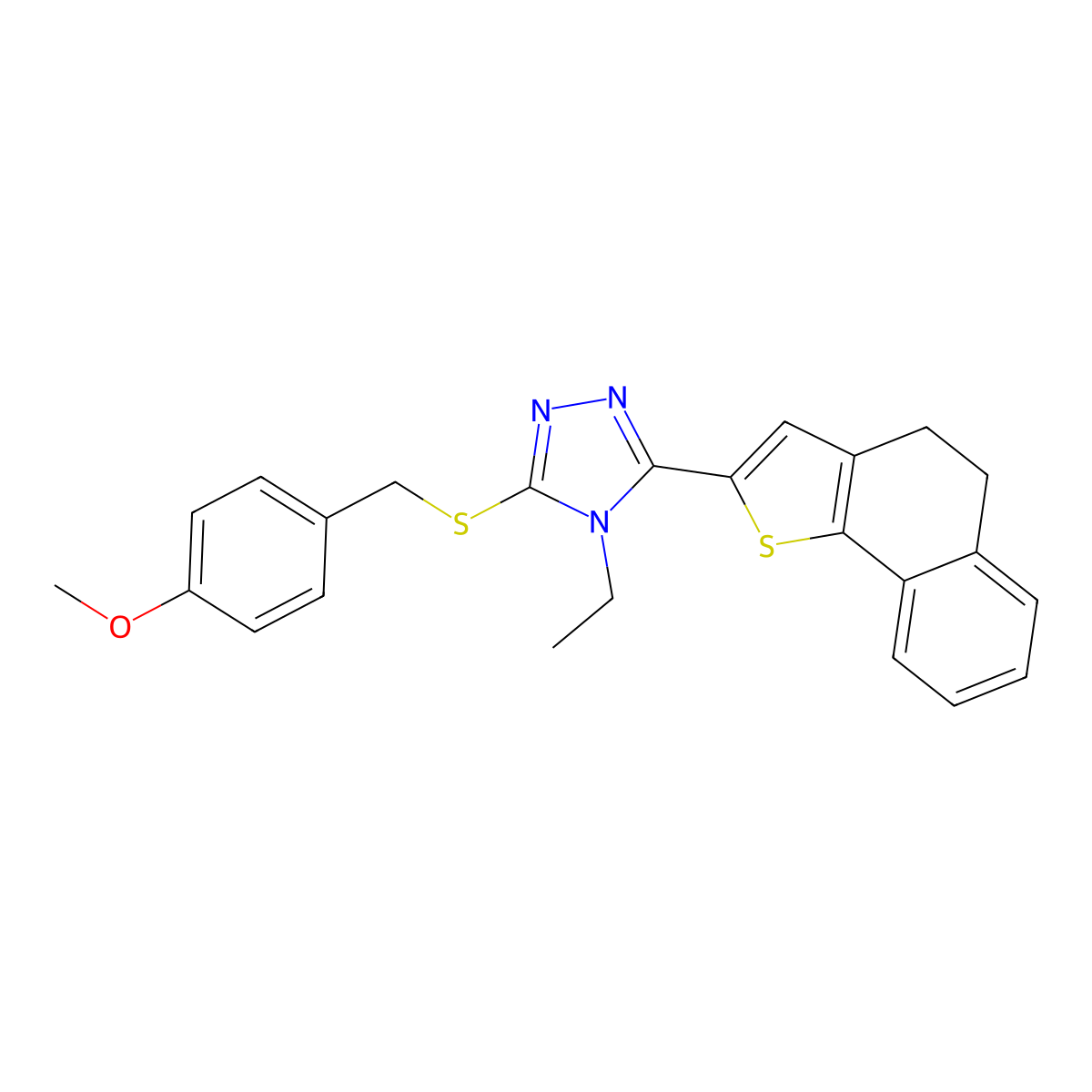 3-(4,5-dihydronaphtho[1,2-b]thiophen-2-yl)-4-ethyl-5-[(4-methoxybenzyl)sulfanyl]-4H-1,2,4-triazole molecular structure, CAS 477887-91-5