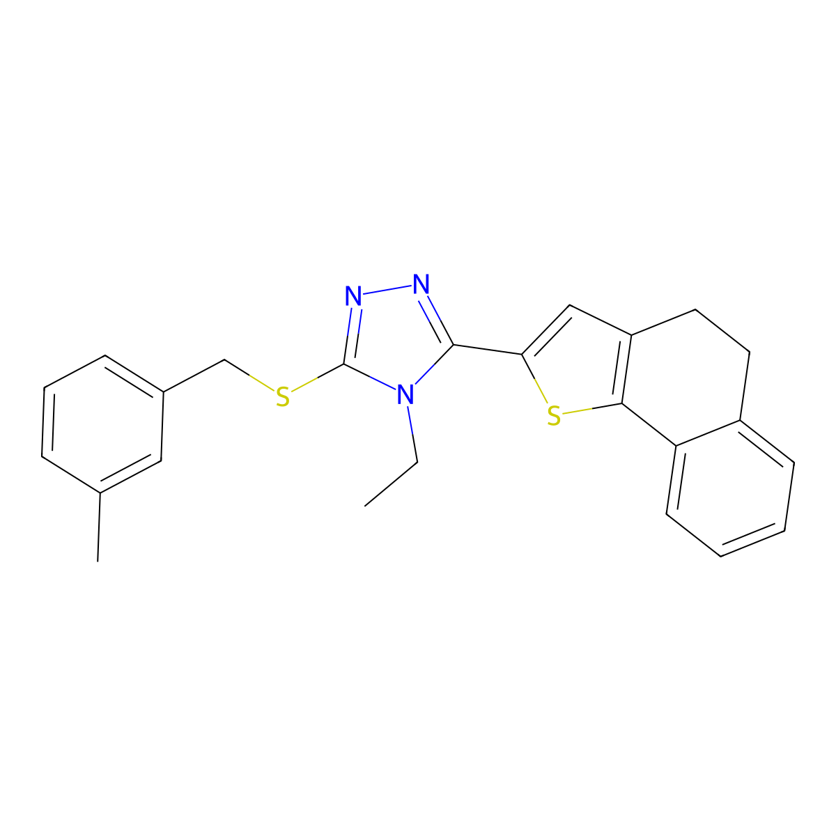3-(4,5-dihydronaphtho[1,2-b]thiophen-2-yl)-4-ethyl-5-[(3-methylbenzyl)sulfanyl]-4H-1,2,4-triazole molecular structure, CAS 477887-92-6