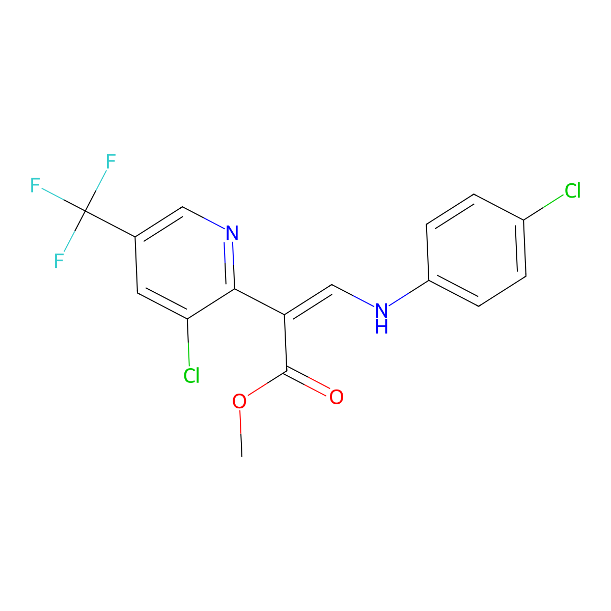 methyl (Z)-3-(4-chloroanilino)-2-[3-chloro-5-(trifluoromethyl)-2-pyridinyl]-2-propenoate molecular structure, CAS 477888-03-2