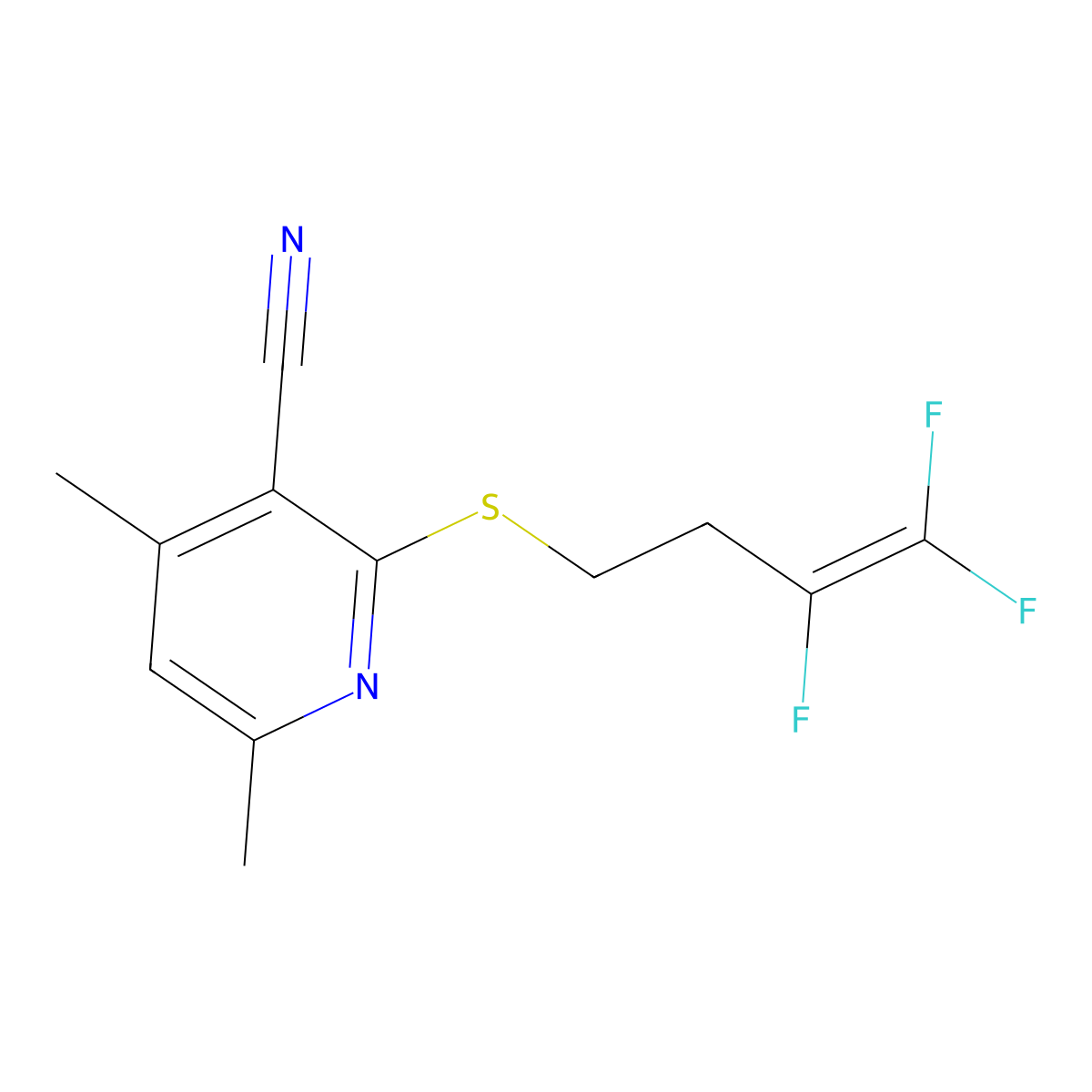 4,6-Dimethyl-2-[(3,4,4-trifluoro-3-butenyl)sulfanyl]nicotinonitrile molecular structure, CAS 477888-09-8