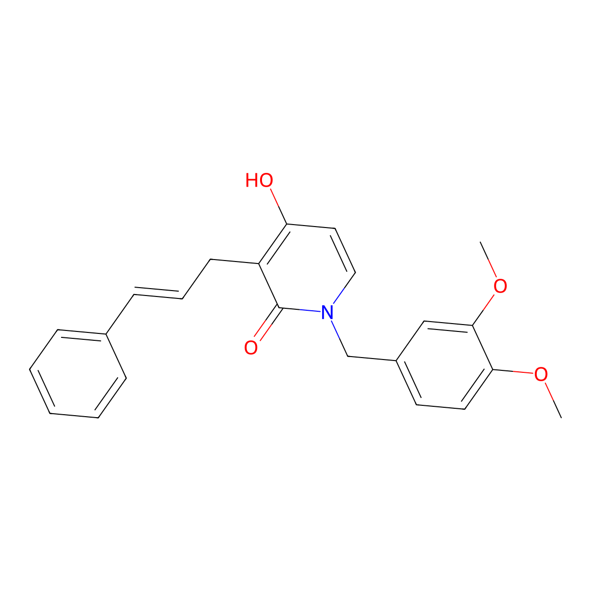 1-(3,4-dimethoxybenzyl)-4-hydroxy-3-[(E)-3-phenyl-2-propenyl]-2(1H)-pyridinone molecular structure, CAS 477888-18-9
