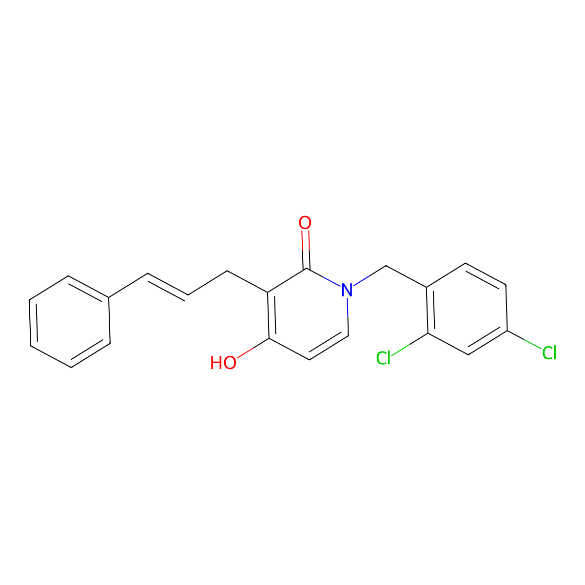 1-[(2,4-Dichlorophenyl)methyl]-4-hydroxy-3-(3-phenylprop-2-enyl)pyridin-2-one molecular structure, CAS 477888-19-0