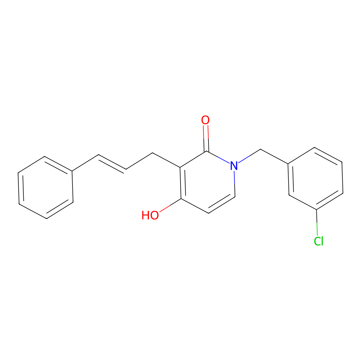 1-[(3-Chlorophenyl)methyl]-4-hydroxy-3-(3-phenylprop-2-enyl)pyridin-2-one molecular structure, CAS 477888-20-3