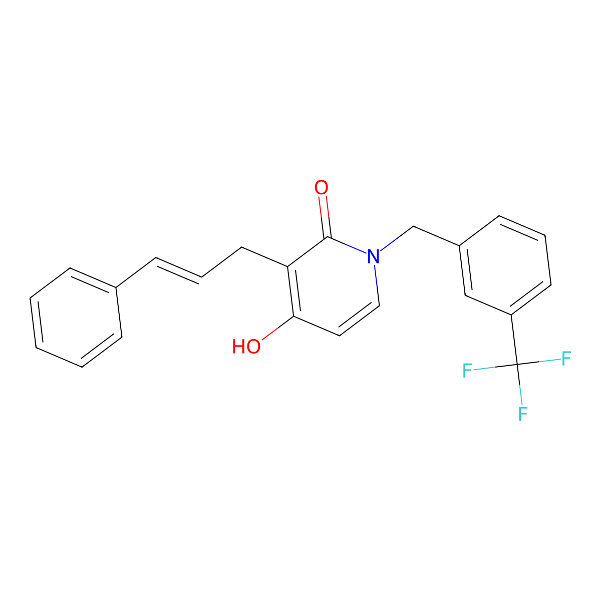 4-hydroxy-3-[(E)-3-phenyl-2-propenyl]-1-[3-(trifluoromethyl)benzyl]-2(1H)-pyridinone molecular structure, CAS 477888-21-4