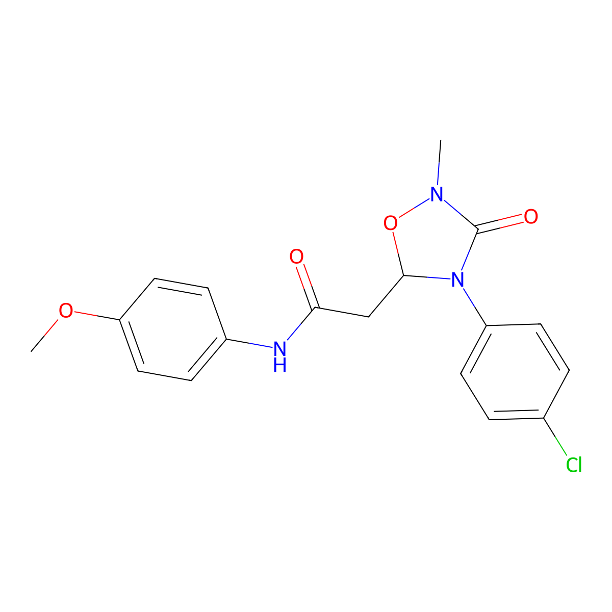 2-[4-(4-chlorophenyl)-2-methyl-3-oxo-1,2,4-oxadiazolan-5-yl]-N-(4-methoxyphenyl)acetamide molecular structure, CAS 477888-23-6