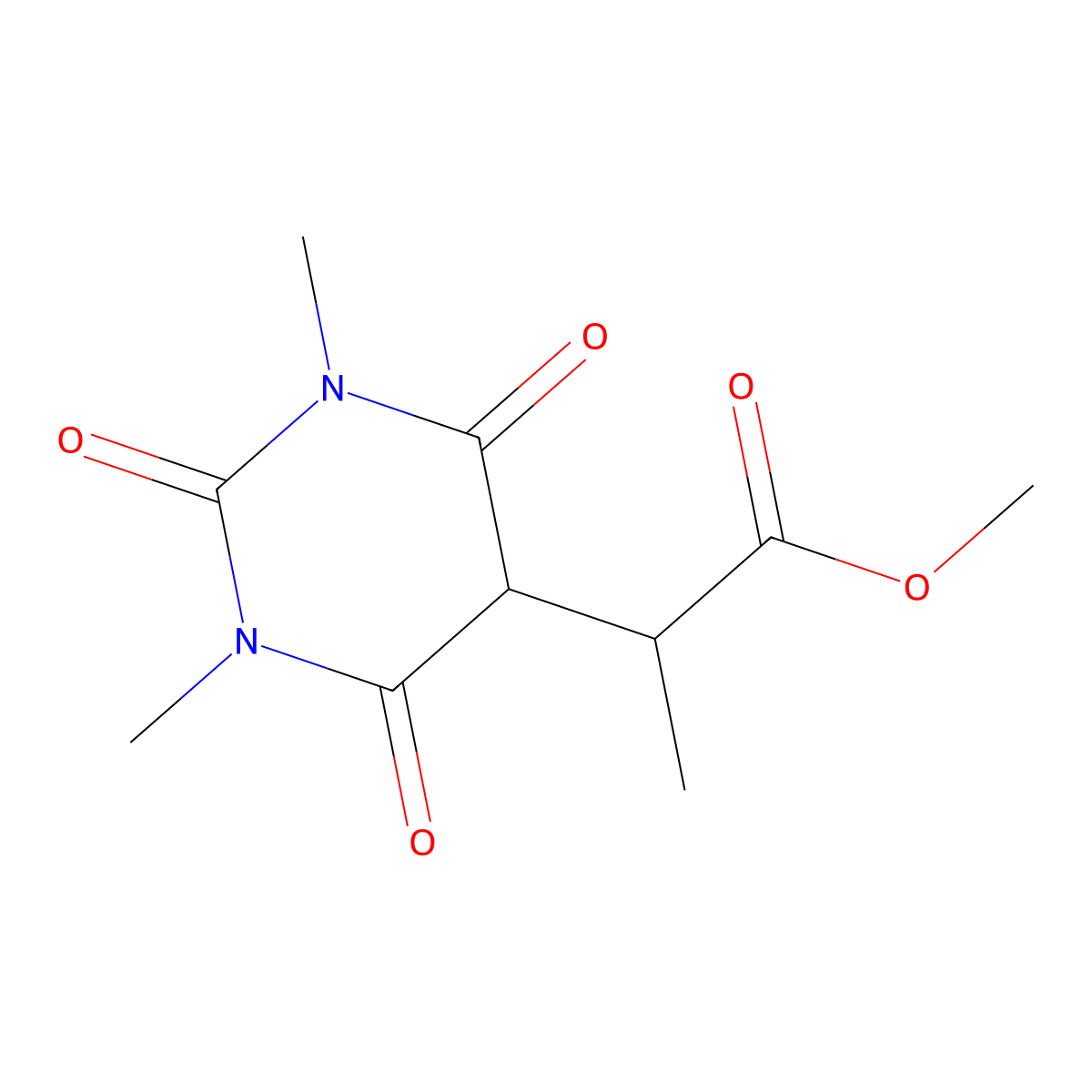 Methyl 2-(1,3-dimethyl-2,4,6-trioxo-1,3-diazinan-5-yl)propanoate molecular structure, CAS 477888-29-2