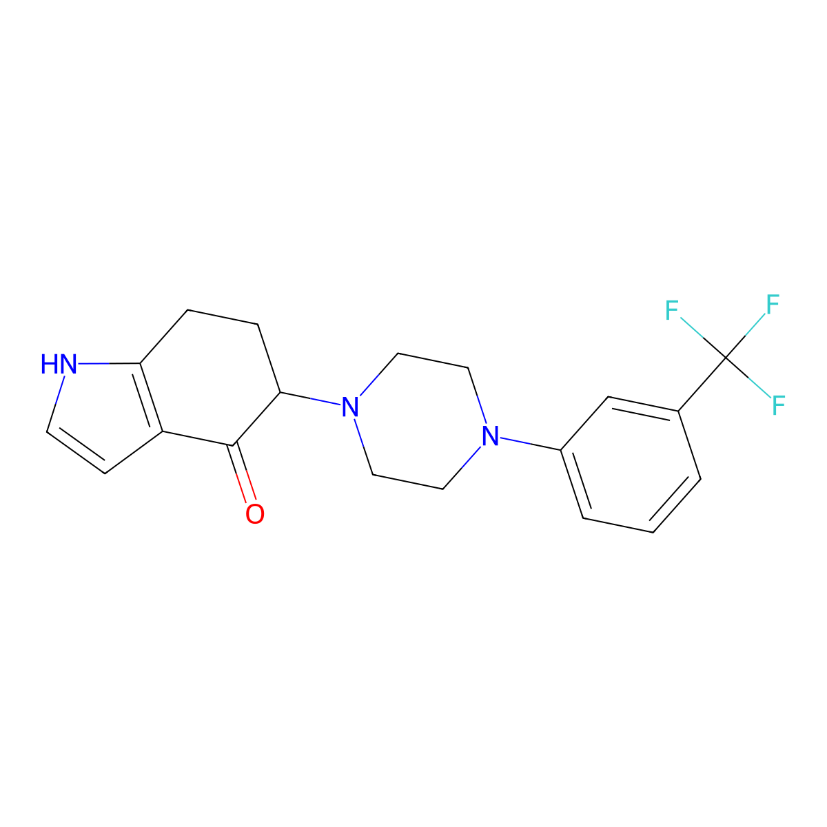 5-{4-[3-(trifluoromethyl)phenyl]piperazino}-1,5,6,7-tetrahydro-4H-indol-4-one molecular structure, CAS 477888-30-5