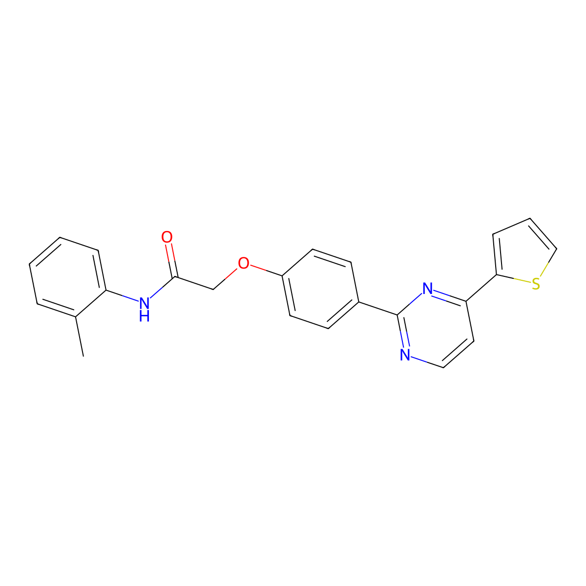 N-(2-methylphenyl)-2-{4-[4-(2-thienyl)-2-pyrimidinyl]phenoxy}acetamide molecular structure, CAS 477888-35-0