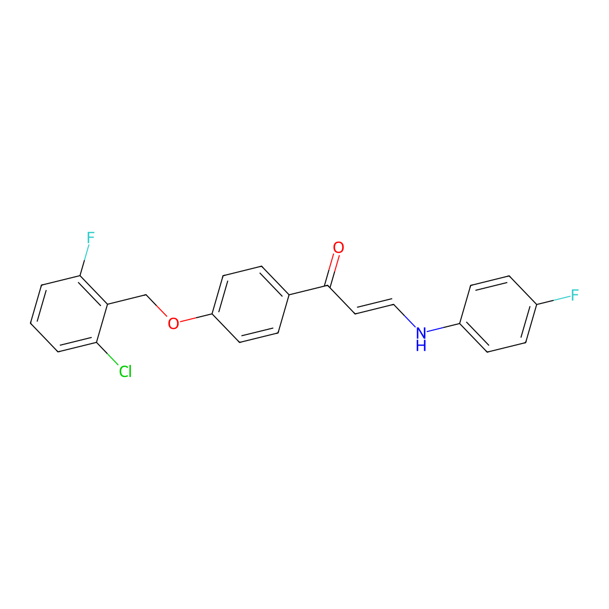 (E)-1-{4-[(2-chloro-6-fluorobenzyl)oxy]phenyl}-3-(4-fluoroanilino)-2-propen-1-one molecular structure, CAS 477888-40-7