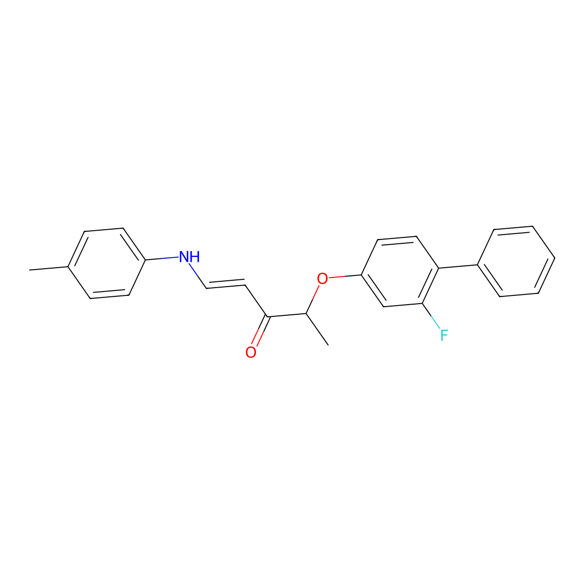 (E)-4-[(2-fluoro[1,1'-biphenyl]-4-yl)oxy]-1-(4-toluidino)-1-penten-3-one molecular structure, CAS 477888-42-9