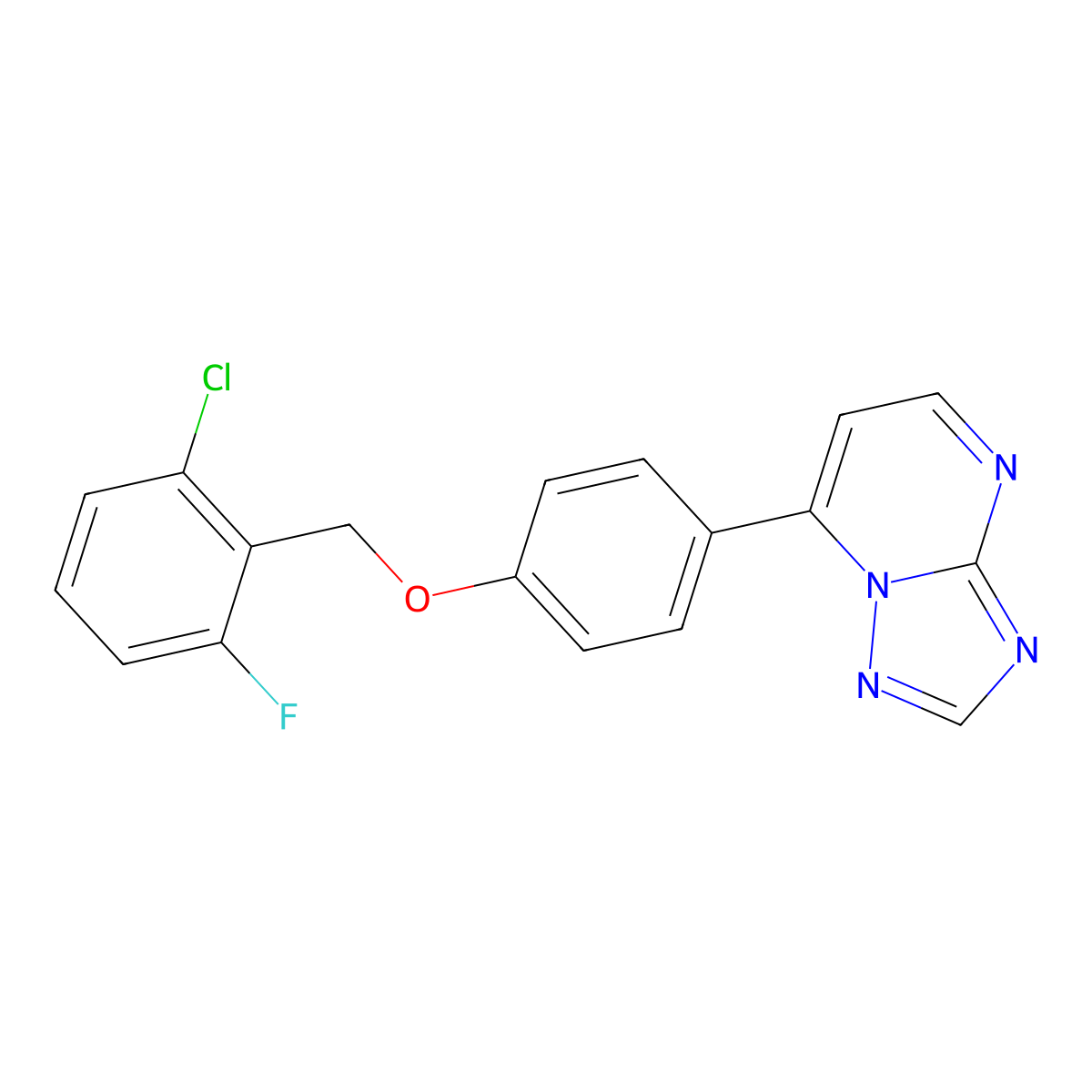 7-{4-[(2-Chloro-6-fluorobenzyl)oxy]phenyl}[1,2,4]triazolo[1,5-a]pyrimidine molecular structure, CAS 477888-44-1