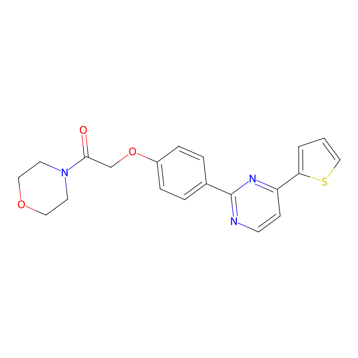 1-Morpholino-2-{4-[4-(2-thienyl)-2-pyrimidinyl]phenoxy}-1-ethanone molecular structure, CAS 477888-46-3