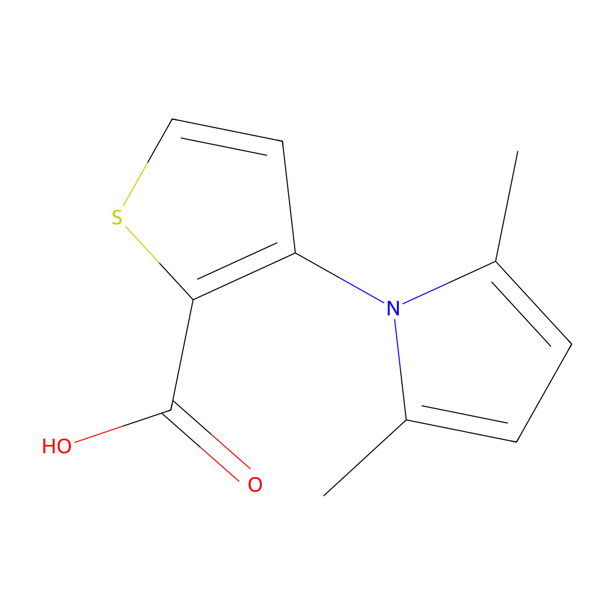 3-(2,5-dimethyl-1H-pyrrol-1-yl)thiophene-2-carboxylic acid molecular structure, CAS 477888-48-5