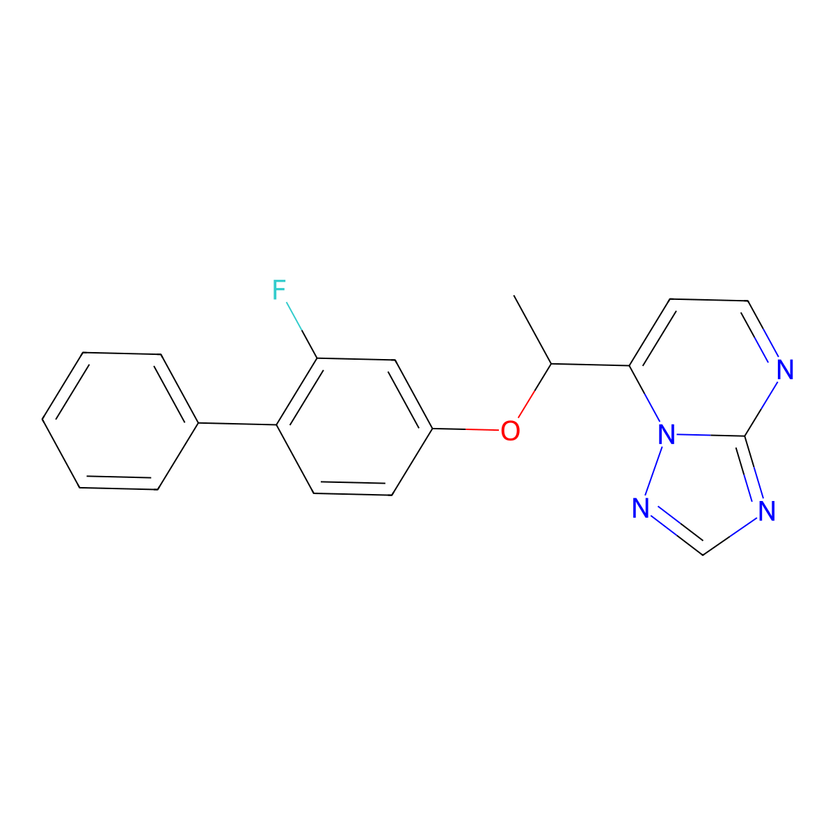 7-{1-[(2-Fluoro[1,1'-biphenyl]-4-yl)oxy]ethyl}[1,2,4]triazolo[1,5-a]pyrimidine molecular structure, CAS 477888-50-9