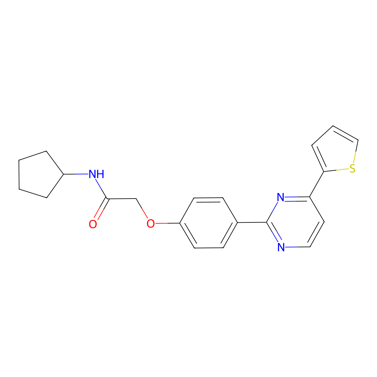 N-cyclopentyl-2-{4-[4-(2-thienyl)-2-pyrimidinyl]phenoxy}acetamide molecular structure, CAS 477888-53-2