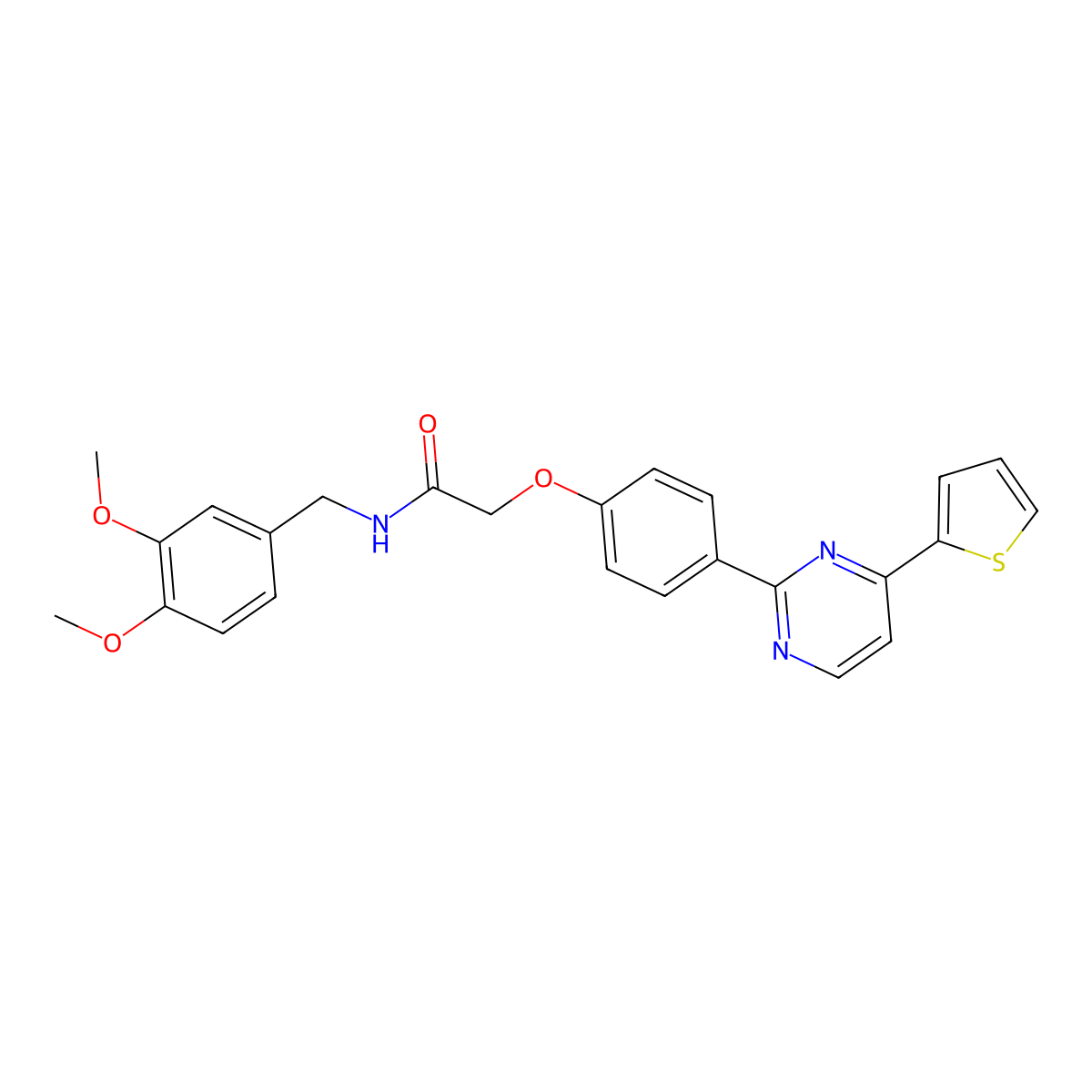 N-(3,4-dimethoxybenzyl)-2-{4-[4-(2-thienyl)-2-pyrimidinyl]phenoxy}acetamide molecular structure, CAS 477888-54-3