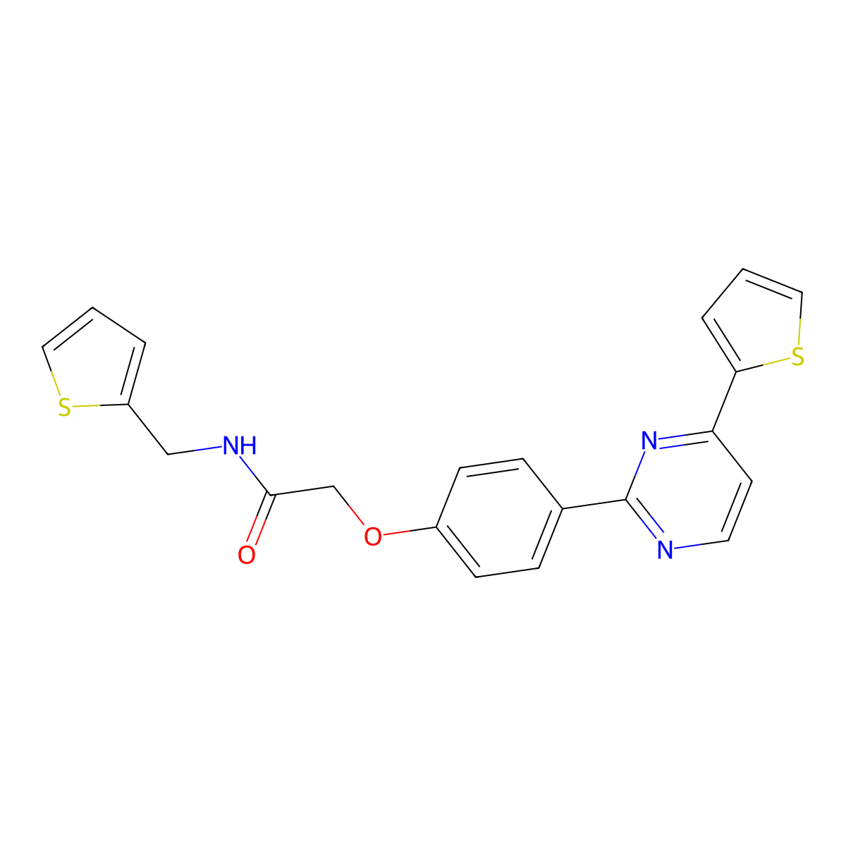 N-(2-thienylmethyl)-2-{4-[4-(2-thienyl)-2-pyrimidinyl]phenoxy}acetamide molecular structure, CAS 477888-55-4