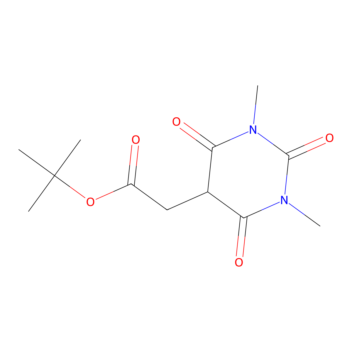 Tert-butyl 2-(1,3-dimethyl-2,4,6-trioxo-1,3-diazinan-5-yl)acetate molecular structure, CAS 477888-68-9