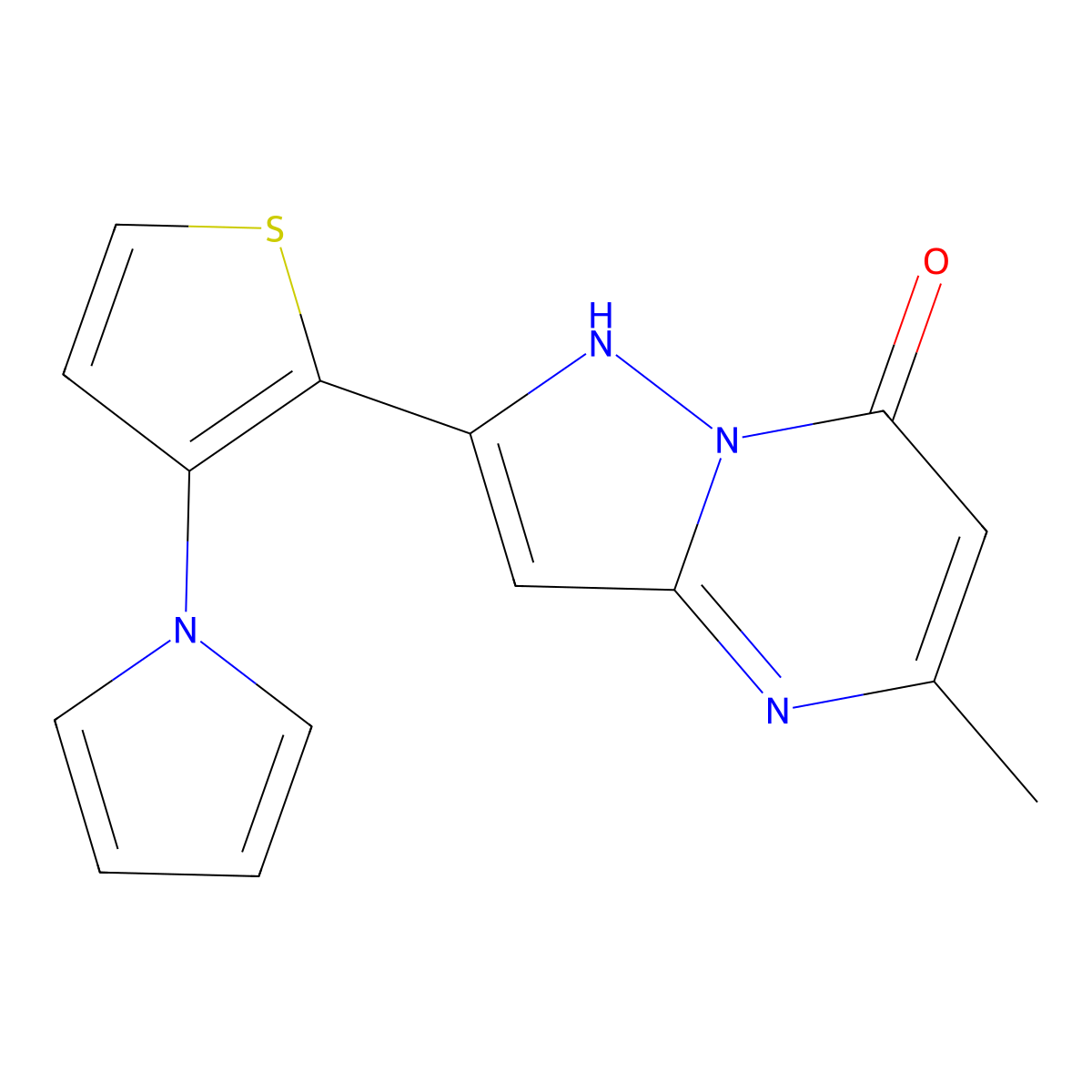 5-methyl-2-[3-(1H-pyrrol-1-yl)-2-thienyl]pyrazolo[1,5-a]pyrimidin-7-ol molecular structure, CAS 477888-69-0