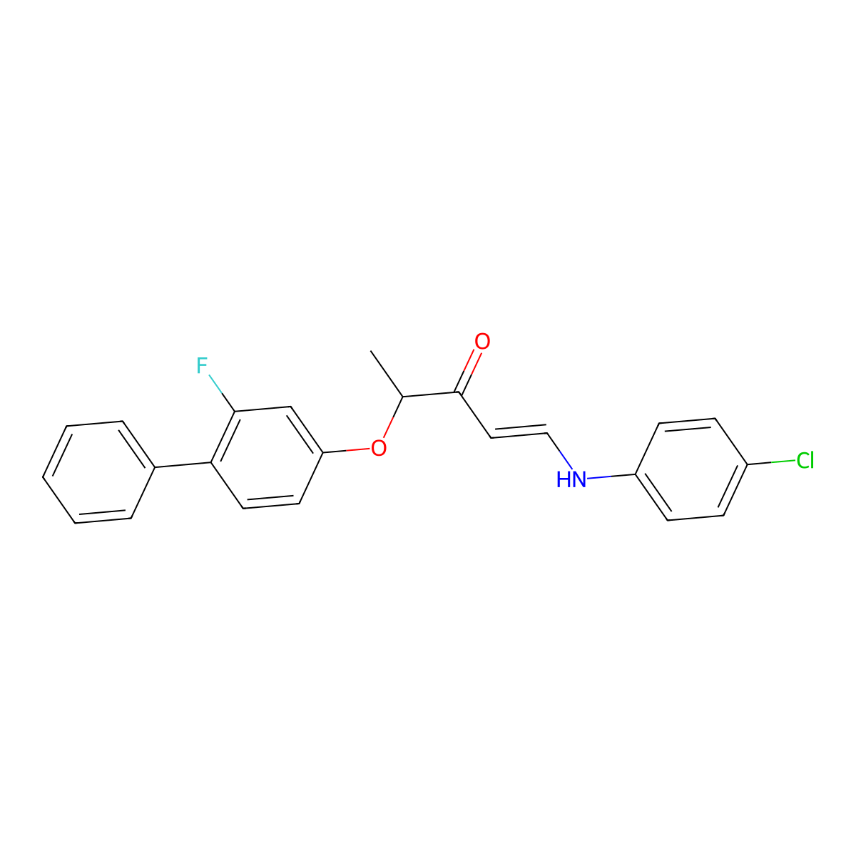 (E)-1-(4-chloroanilino)-4-[(2-fluoro[1,1'-biphenyl]-4-yl)oxy]-1-penten-3-one molecular structure, CAS 477888-81-6