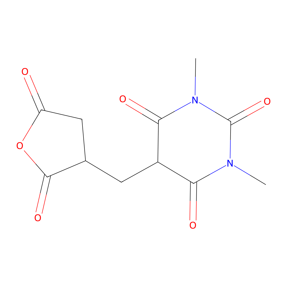 5-[(2,5-Dioxooxolan-3-yl)methyl]-1,3-dimethyl-1,3-diazinane-2,4,6-trione molecular structure, CAS 477888-89-4