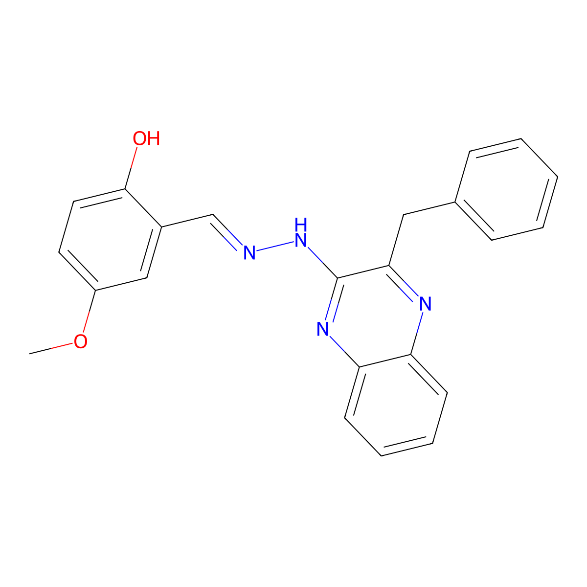 2-hydroxy-5-methoxybenzenecarbaldehyde N-(3-benzyl-2-quinoxalinyl)hydrazone molecular structure, CAS 477888-94-1