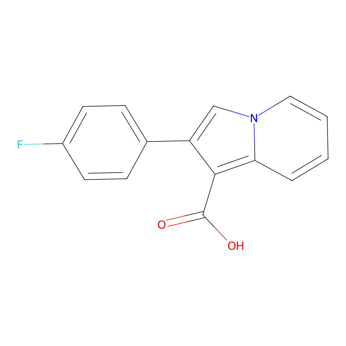 2-(4-fluorophenyl)indolizine-1-carboxylic Acid molecular structure, CAS 477889-04-6
