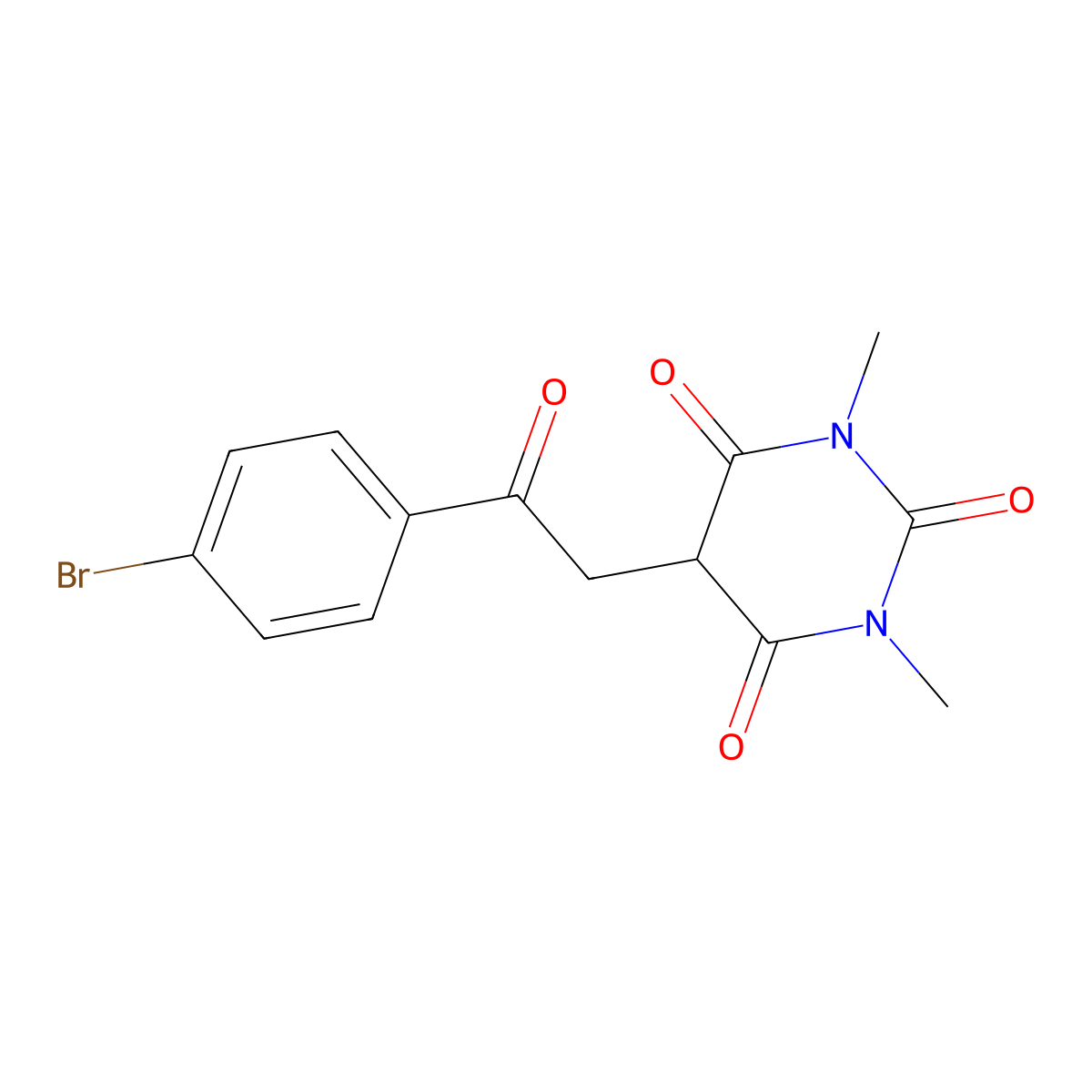 5-[2-(4-bromophenyl)-2-oxoethyl]-1,3-dimethyl-2,4,6(1H,3H,5H)-pyrimidinetrione molecular structure, CAS 477889-06-8
