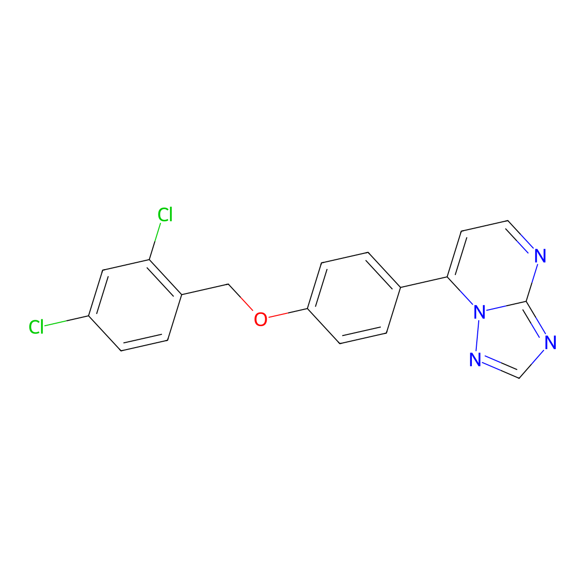 7-{4-[(2,4-Dichlorobenzyl)oxy]phenyl}[1,2,4]triazolo[1,5-a]pyrimidine molecular structure, CAS 477889-33-1