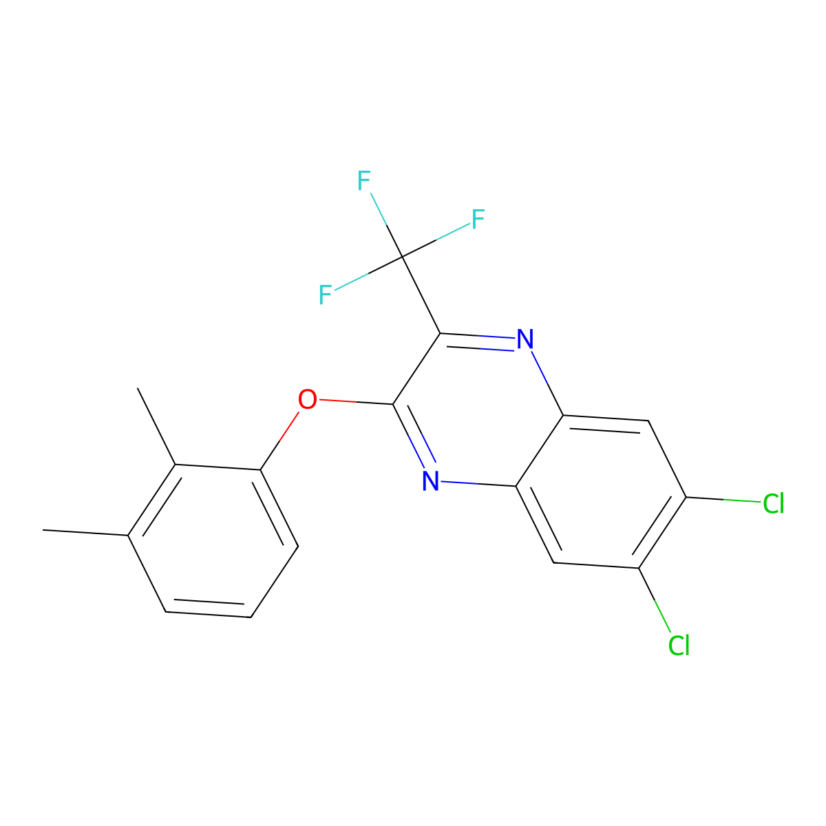 6,7-Dichloro-2-(2,3-dimethylphenoxy)-3-(trifluoromethyl)quinoxaline molecular structure, CAS 477889-38-6