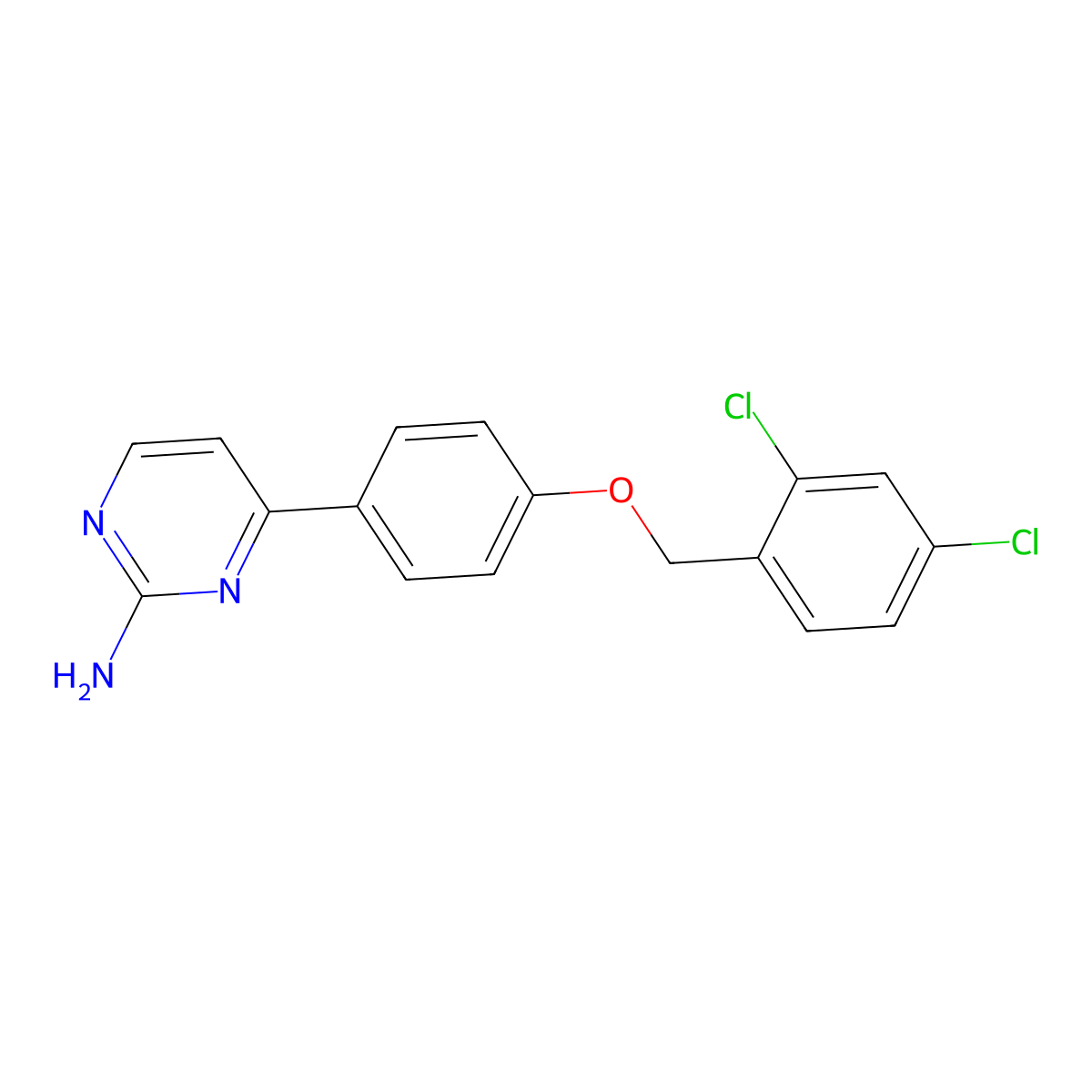 4-{4-[(2,4-Dichlorobenzyl)oxy]phenyl}-2-pyrimidinamine molecular structure, CAS 477889-41-1