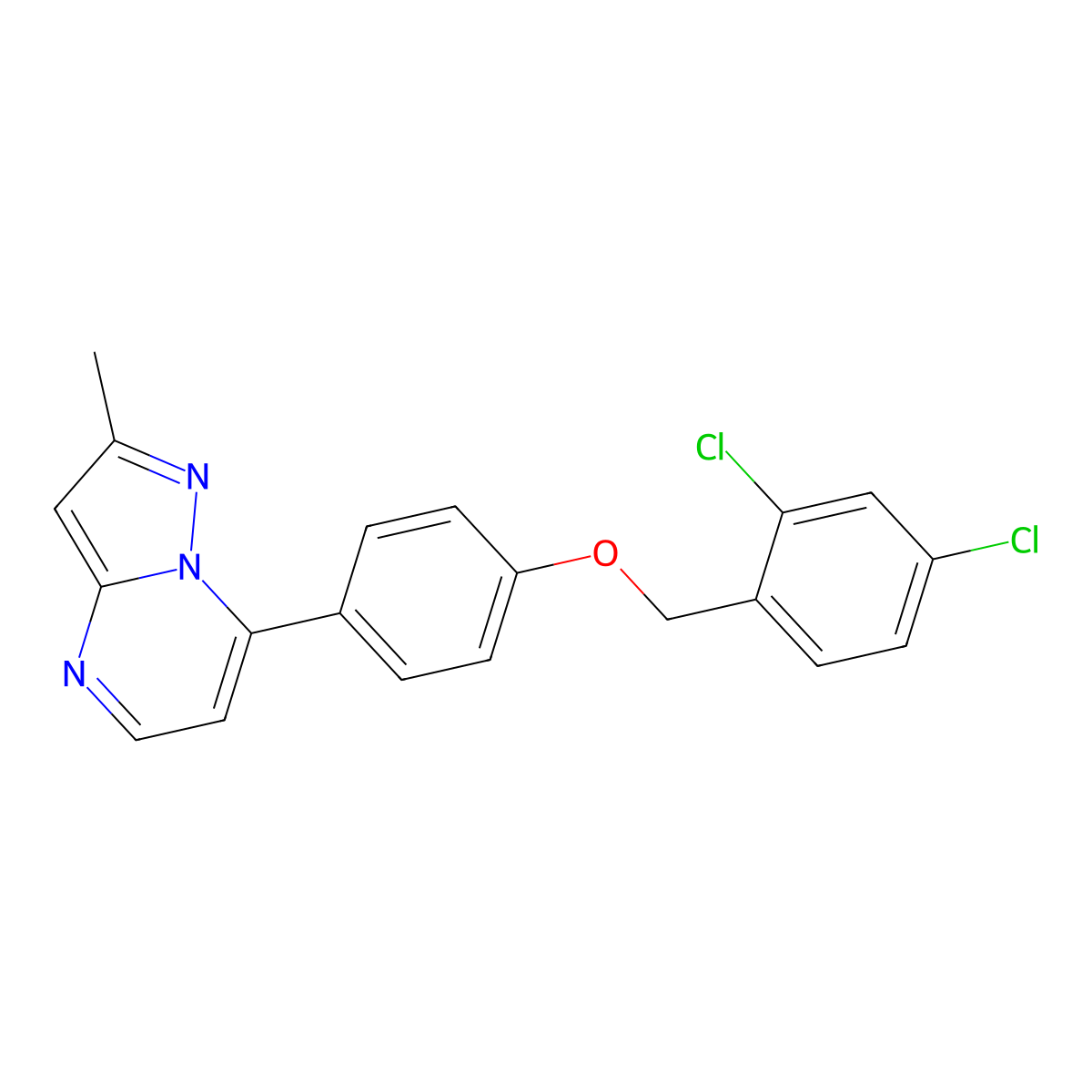 7-{4-[(2,4-Dichlorophenyl)methoxy]phenyl}-2-methylpyrazolo[1,5-a]pyrimidine molecular structure, CAS 477889-42-2