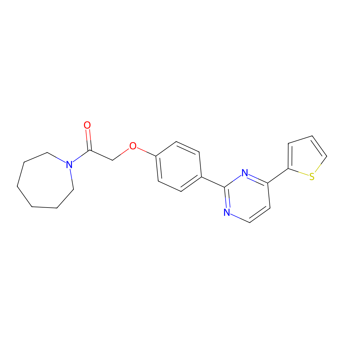 1-(1-Azepanyl)-2-{4-[4-(2-thienyl)-2-pyrimidinyl]phenoxy}-1-ethanone molecular structure, CAS 477889-43-3