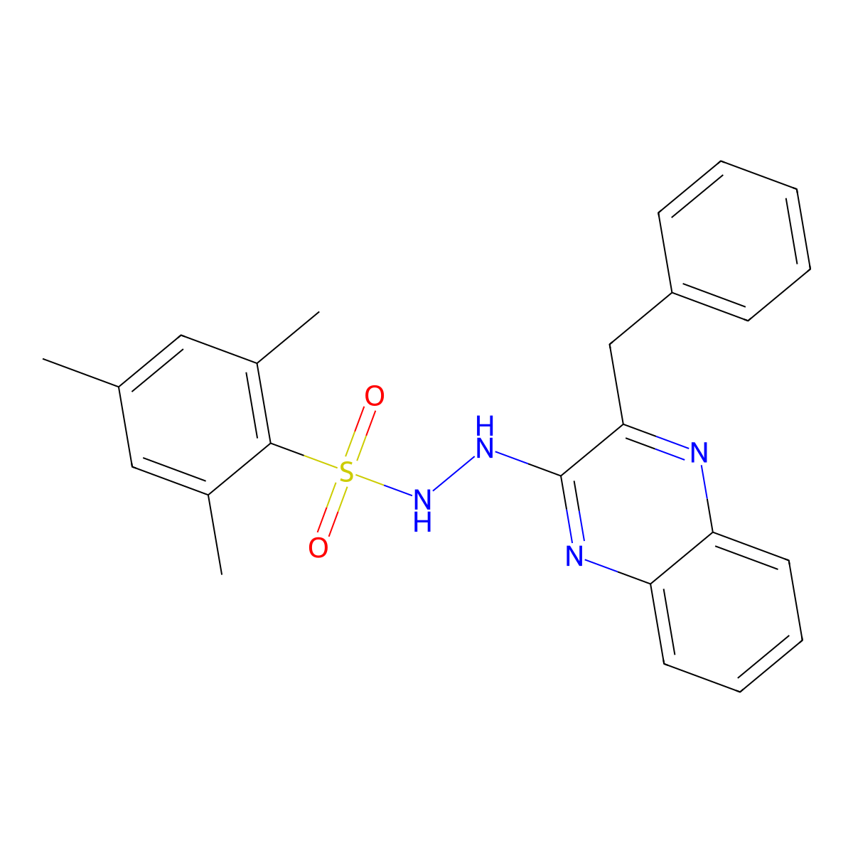 N'-(3-benzyl-2-quinoxalinyl)-2,4,6-trimethylbenzenesulfonohydrazide molecular structure, CAS 477889-50-2