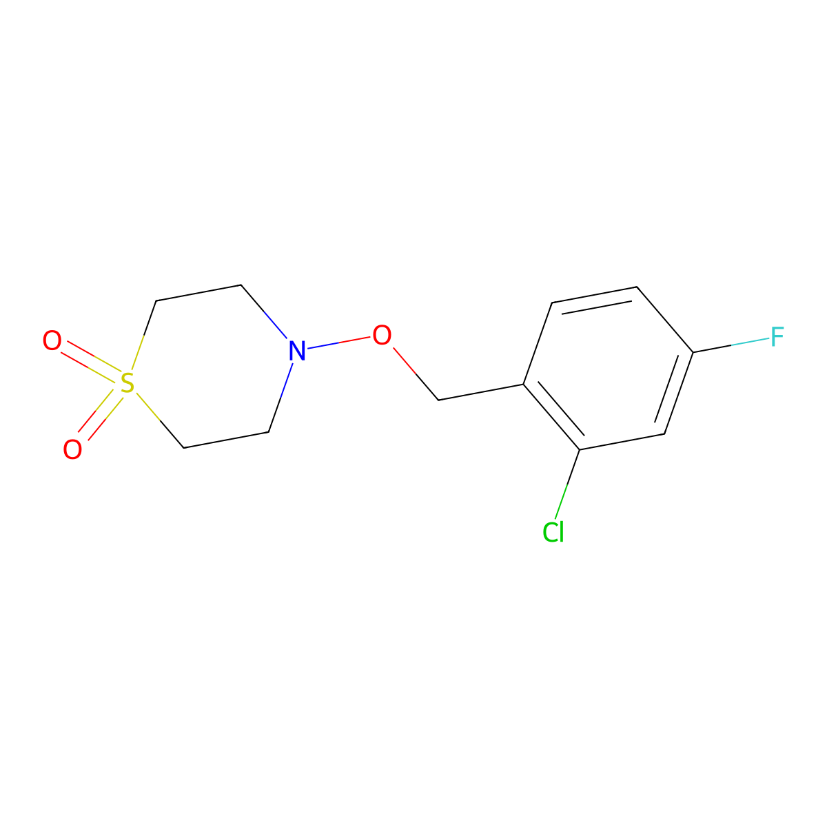 4-[(2-Chloro-4-fluorobenzyl)oxy]-1lambda~6~,4-thiazinane-1,1-dione molecular structure, CAS 477889-61-5
