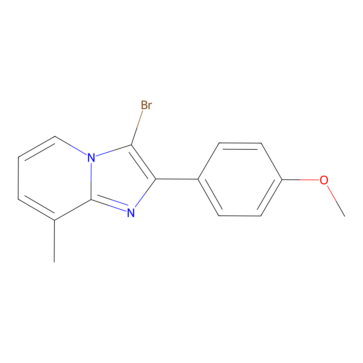 3-Bromo-2-(4-methoxyphenyl)-8-methylimidazo[1,2-a]pyridine molecular structure, CAS 477889-62-6