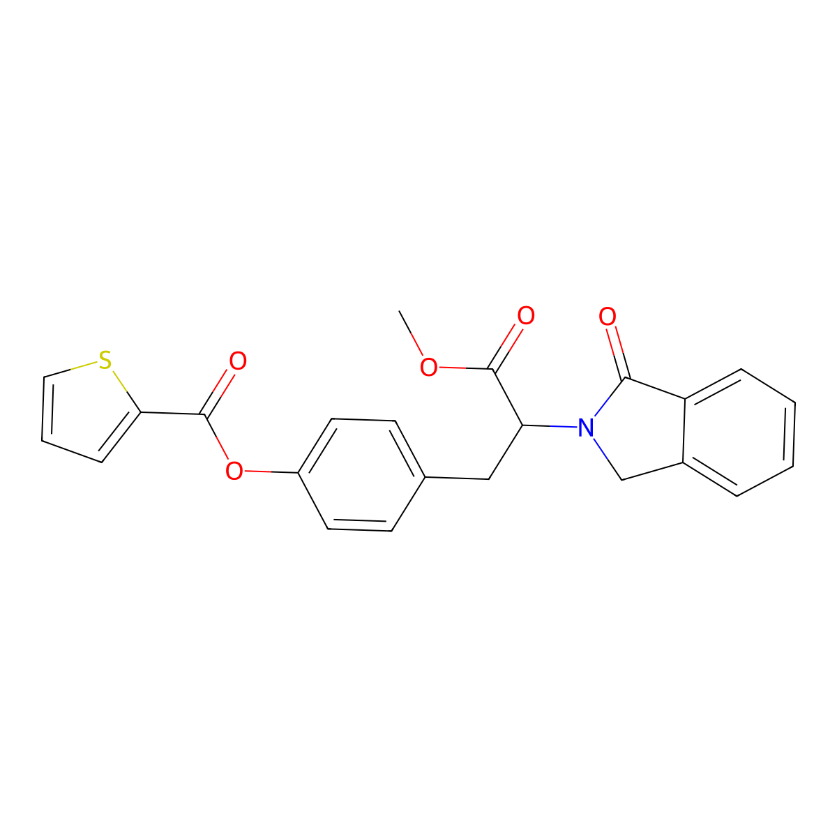 4-[3-methoxy-3-oxo-2-(1-oxo-1,3-dihydro-2H-isoindol-2-yl)propyl]phenyl 2-thiophenecarboxylate molecular structure, CAS 477889-65-9