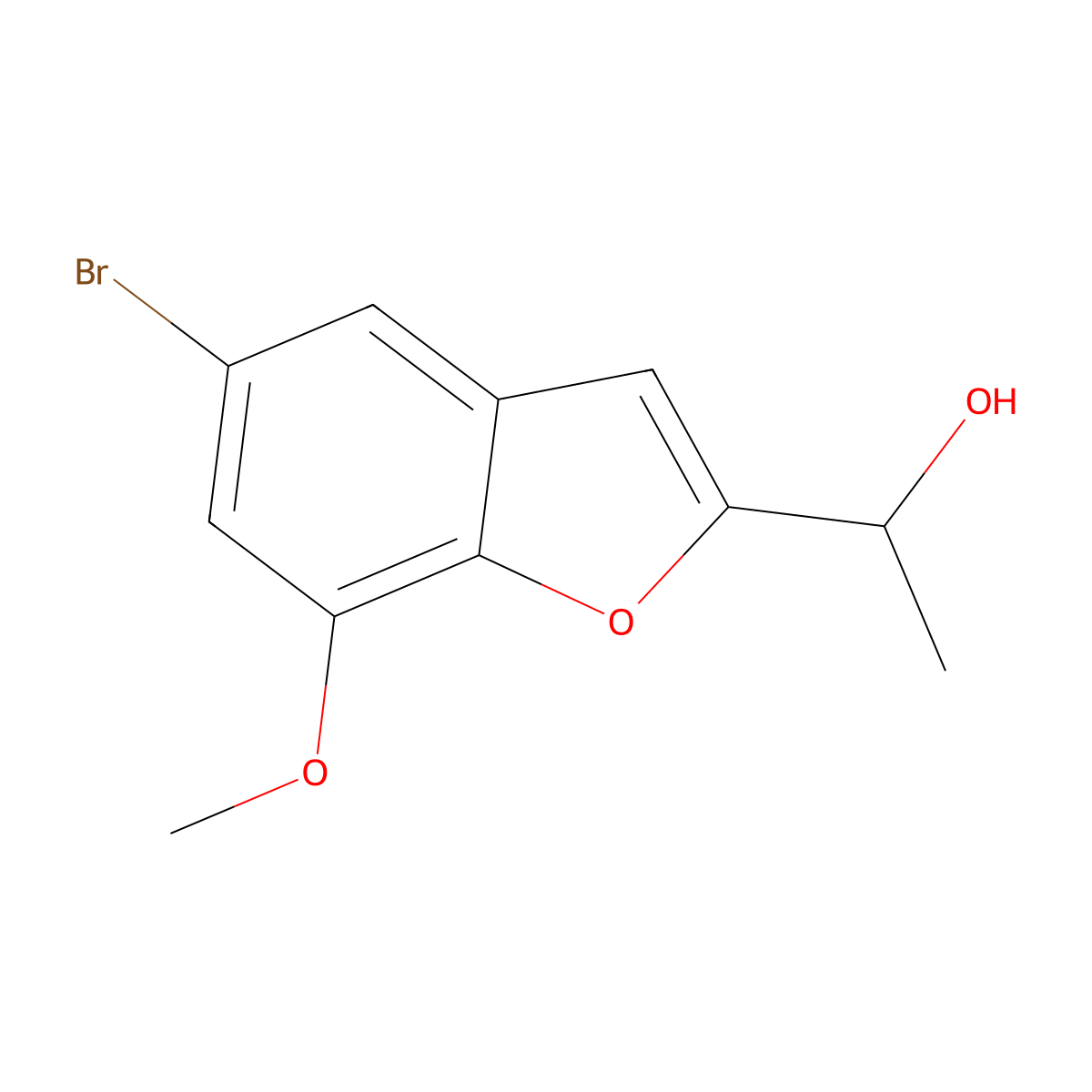 5-Bromo-7-methoxy-alpha-methyl-2-benzofuranmethanol molecular structure, CAS 477889-74-0