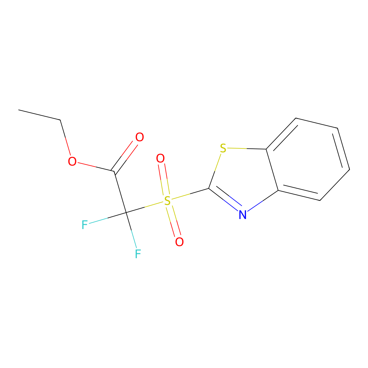 Ethyl 2-(1,3-benzothiazol-2-ylsulfonyl)-2,2-difluoroacetate molecular structure, CAS 477889-77-3