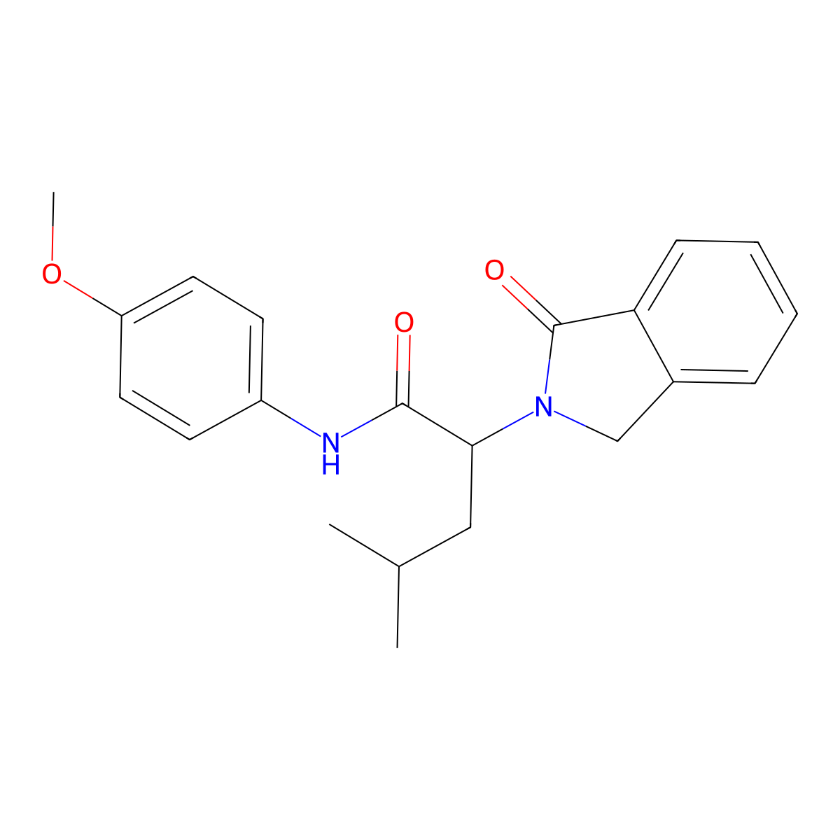 N-(4-methoxyphenyl)-4-methyl-2-(1-oxo-1,3-dihydro-2H-isoindol-2-yl)pentanamide molecular structure, CAS 477889-79-5
