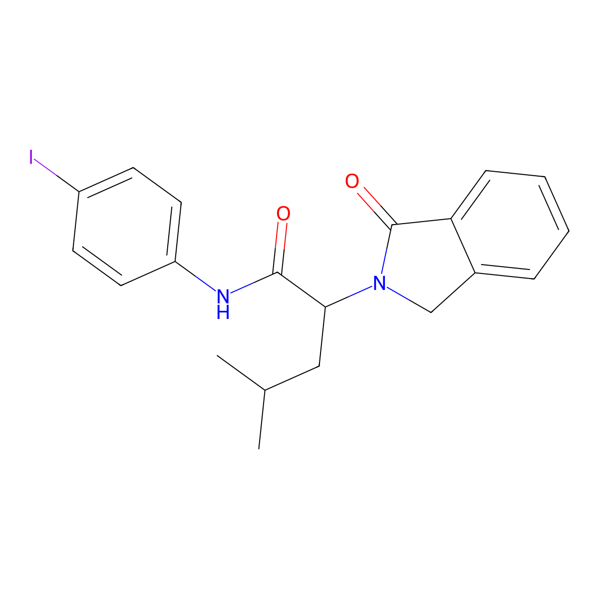 N-(4-iodophenyl)-4-methyl-2-(3-oxo-1H-isoindol-2-yl)pentanamide molecular structure, CAS 477889-82-0