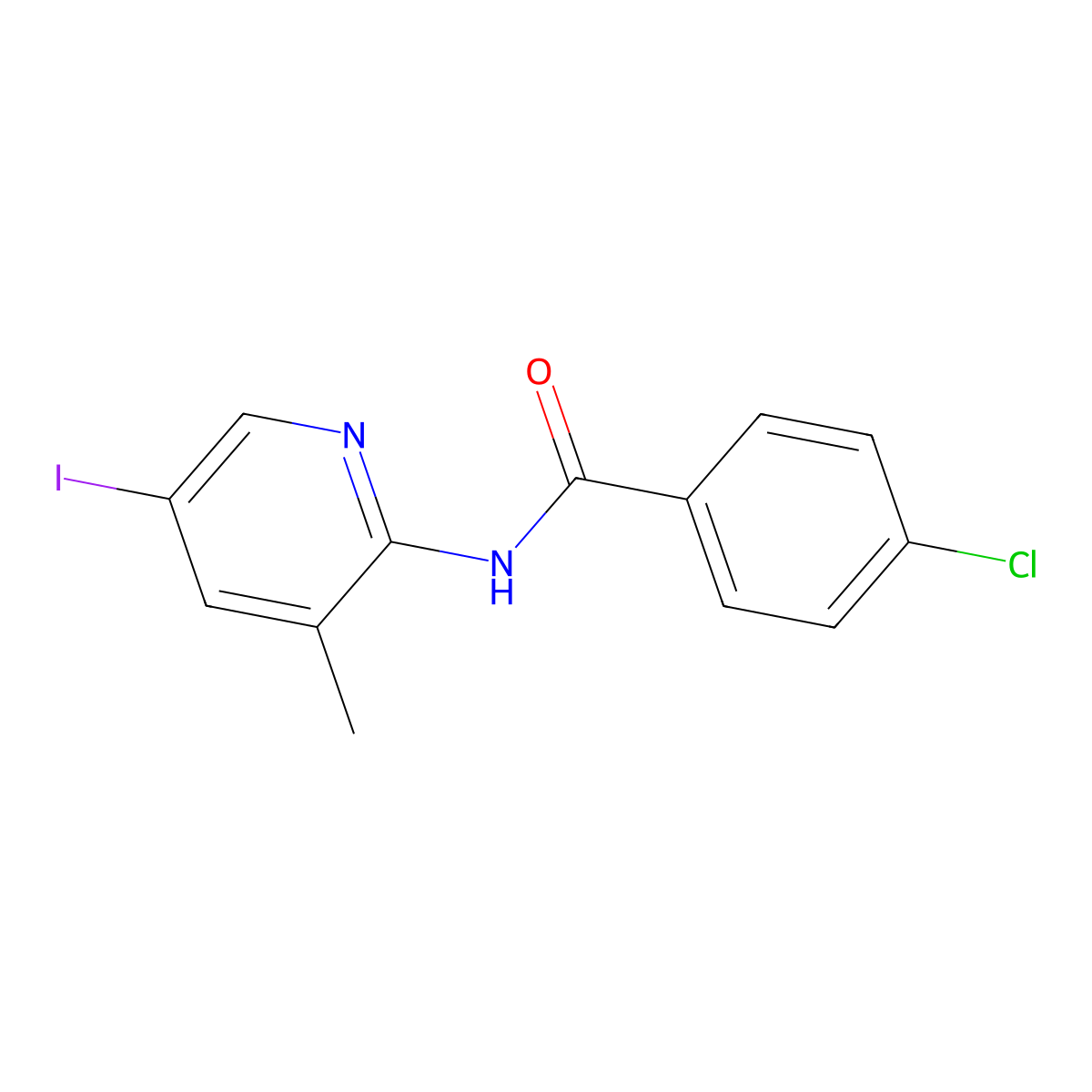 4-chloro-N-(5-iodo-3-methylpyridin-2-yl)benzamide molecular structure, CAS 477889-84-2