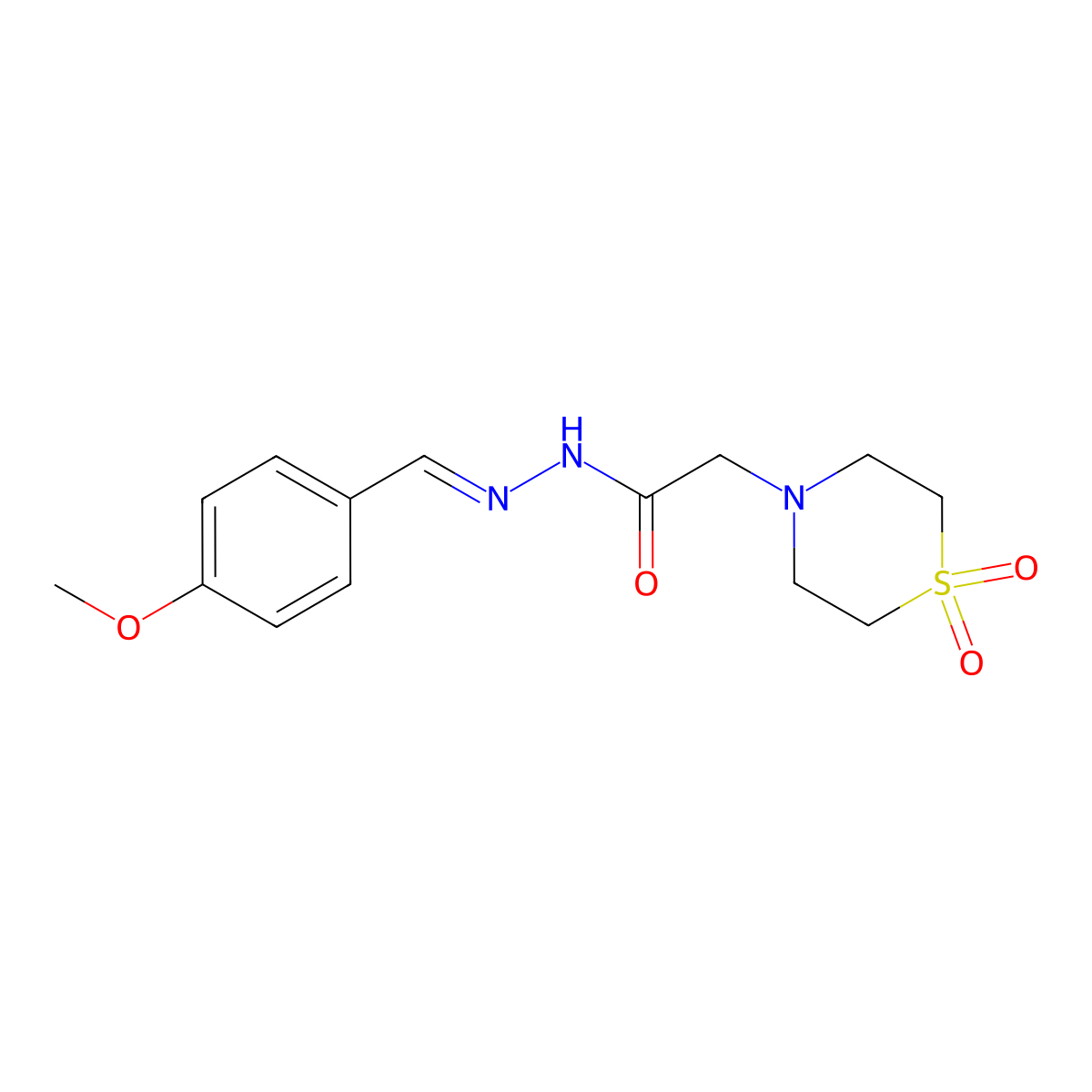 2-(1,1-dioxo-1lambda~6~,4-thiazinan-4-yl)-N'-[(E)-(4-methoxyphenyl)methylidene]acetohydrazide molecular structure, CAS 477889-89-7